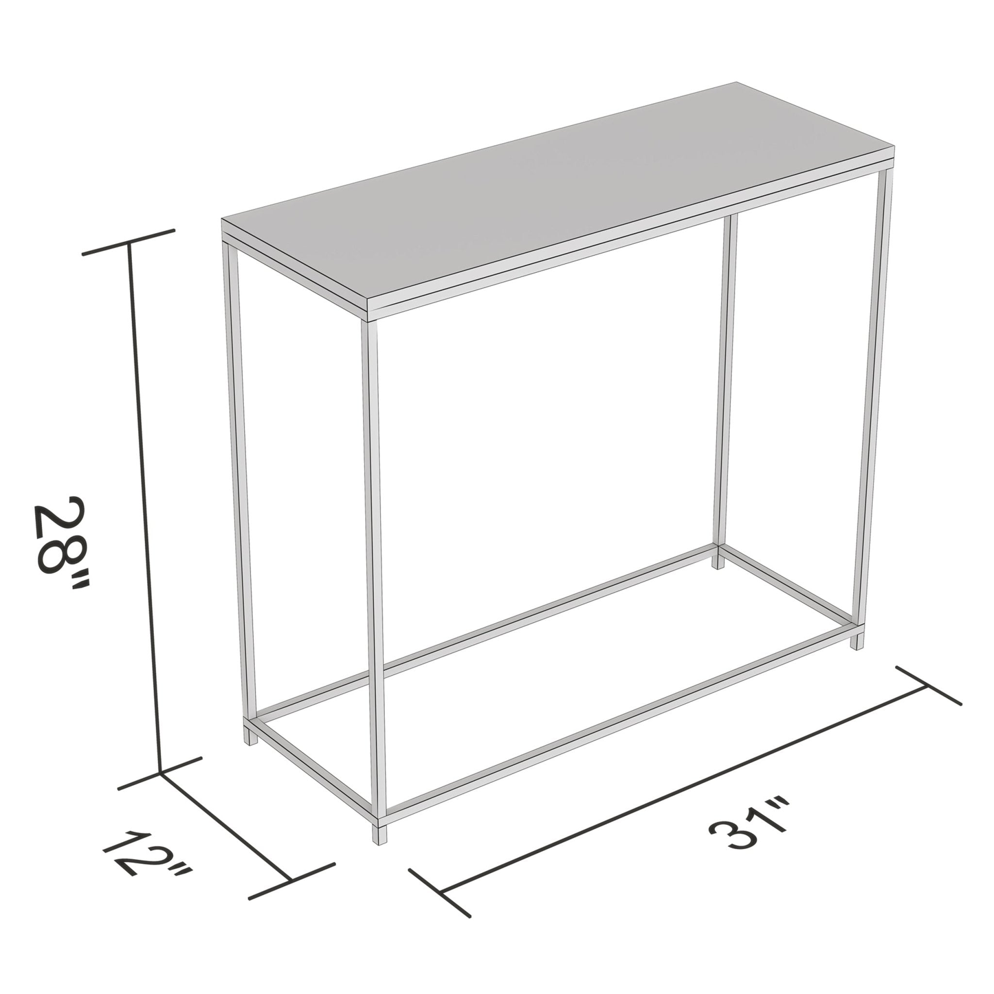 Console Sofa Table White Top Black Metal Base