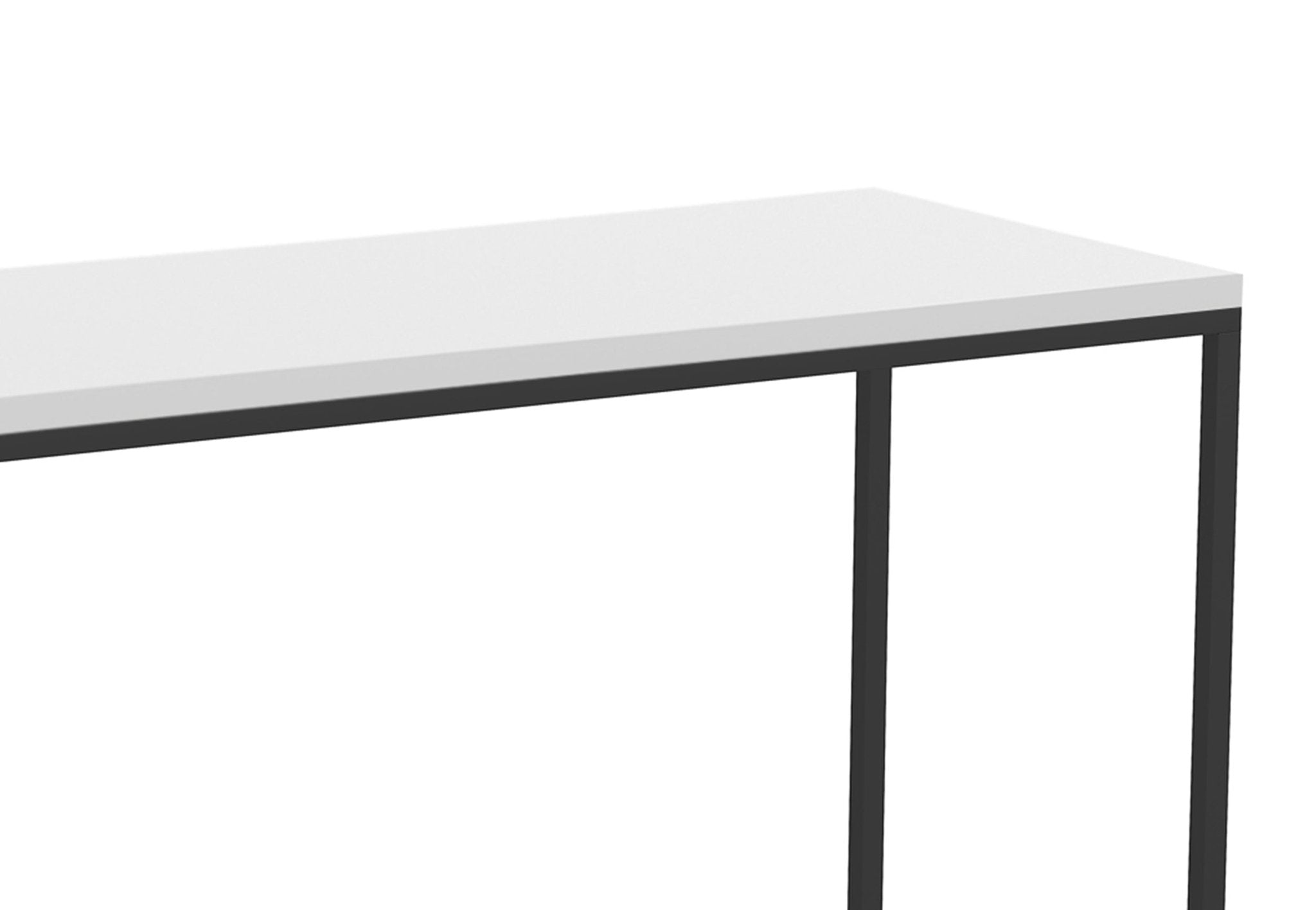 Console Sofa Table White Top Black Metal Base