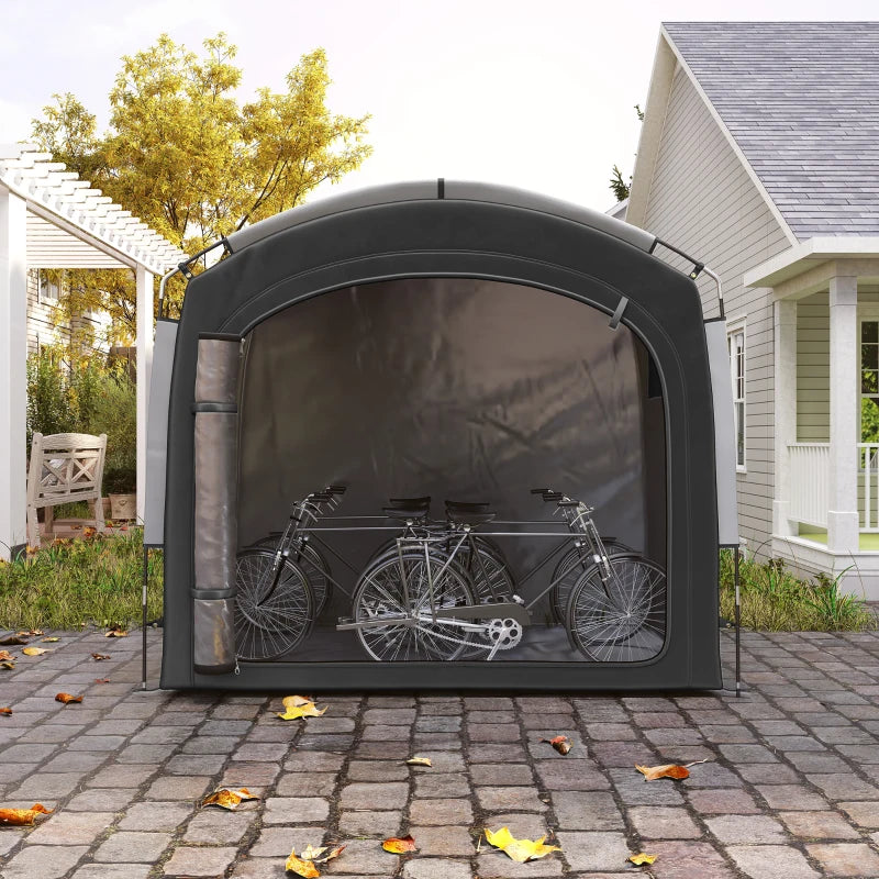 Bike Storage Shed Tent, Portable and Waterproof with 210D Oxford Fabric and Carry Bag for 3-4 Bicycles, Black