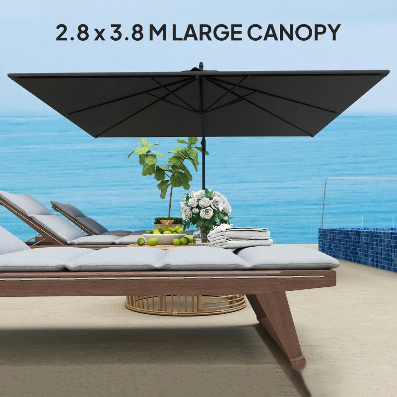 Rectangular Cantilever Parasol 111" x 150.4", Outdoor Garden Umbrella with Adjustable Tilt, UV Protection UPF50+, Grey