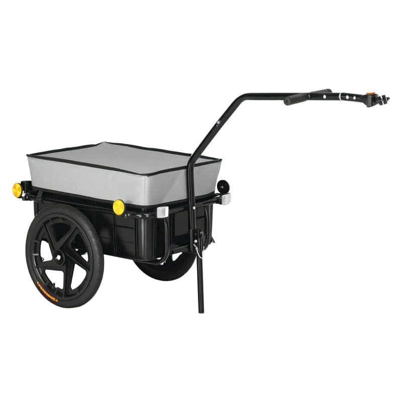 Aosom Multi-Functional Bike Trailer Steel Large Bike Luggage Cart Carrier Grey