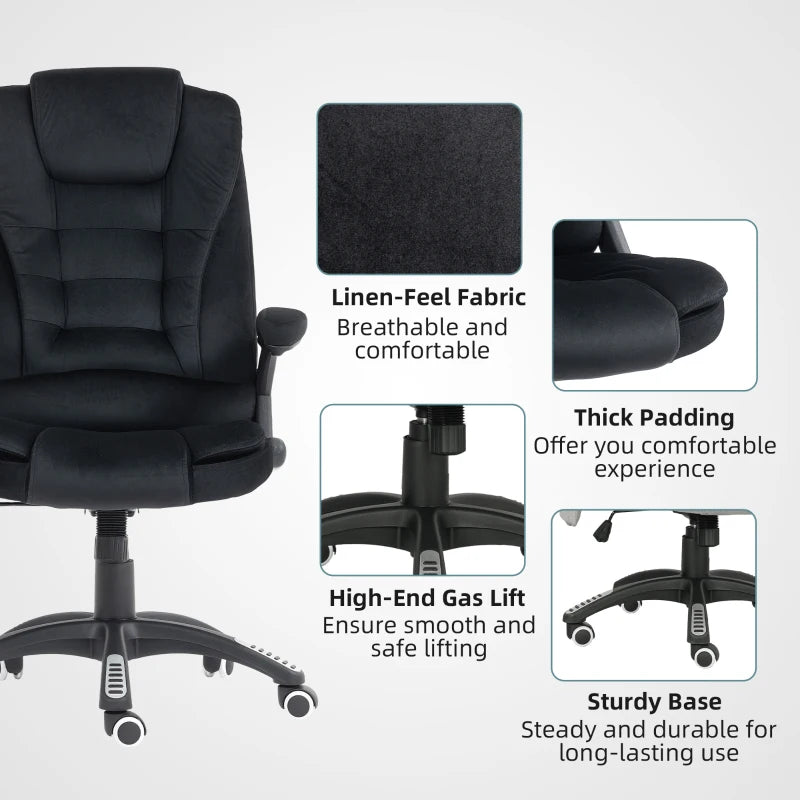 6 Point Vibrating Massage Office Chair, High Back Executive Chair with Reclining Back, Swivel Wheels, Black