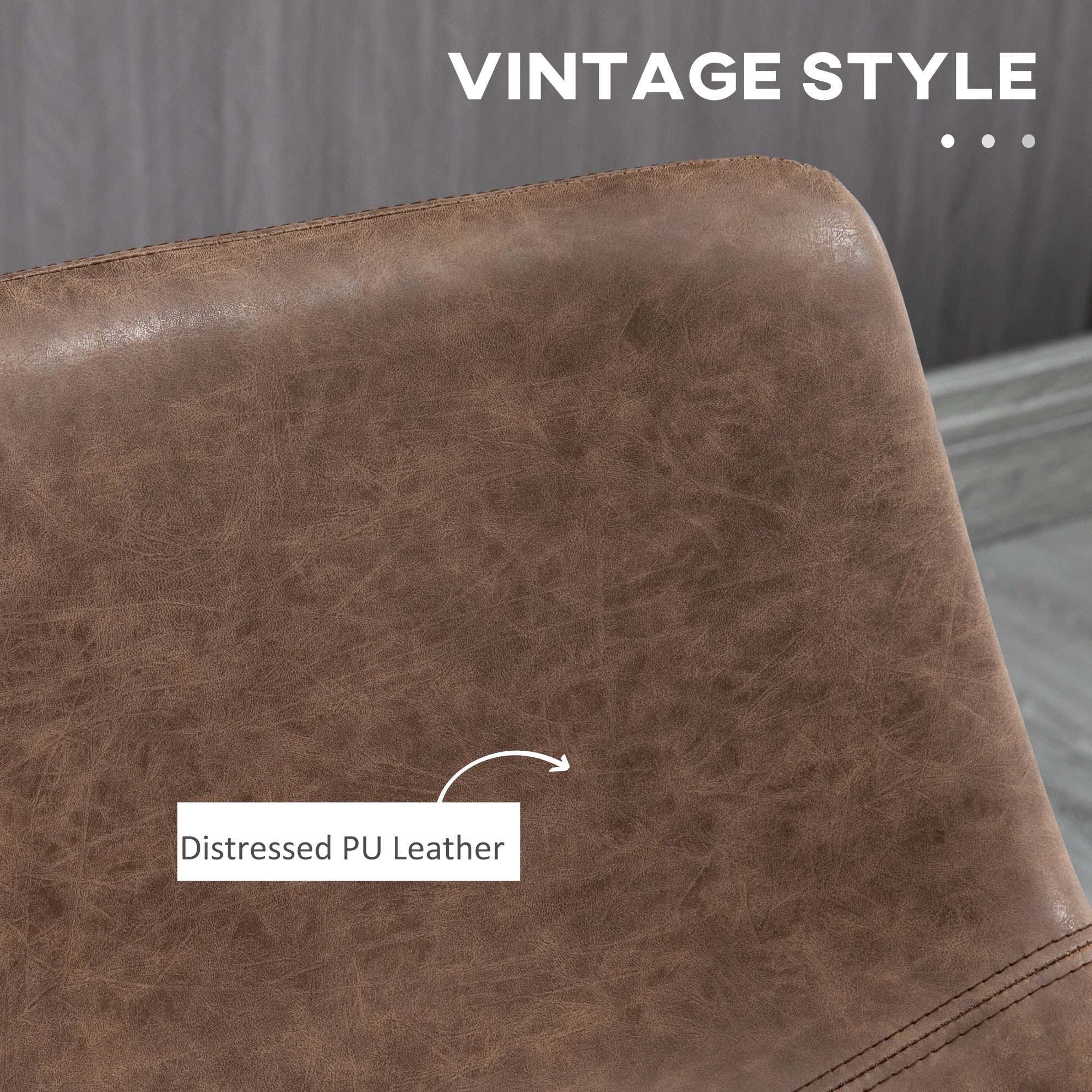 HOMCOM Classic Comfort: Set of 2 Counter Height Bar Stools, PU Leather with Footrest, Brown Hue for Kitchen or Home Bar