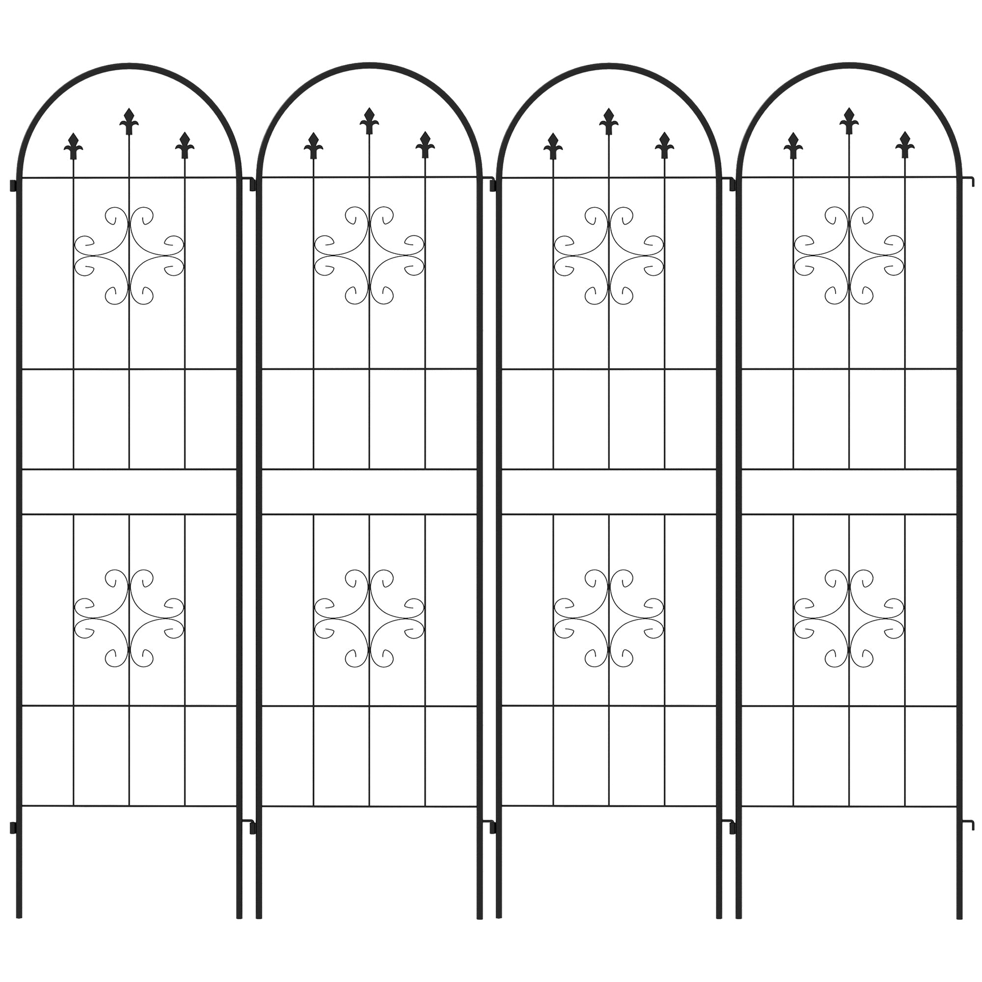Outsunny Metal Garden Trellises 4-Pack, Climbing Plant Support Frames, Arrow Design, Durable Outdoor Decor