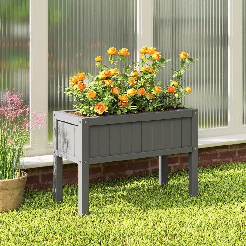 Raised Garden Bed with Legs, HDPE Raised Planter with Drainage Holes and Liner for Vegetables Flowers Herbs