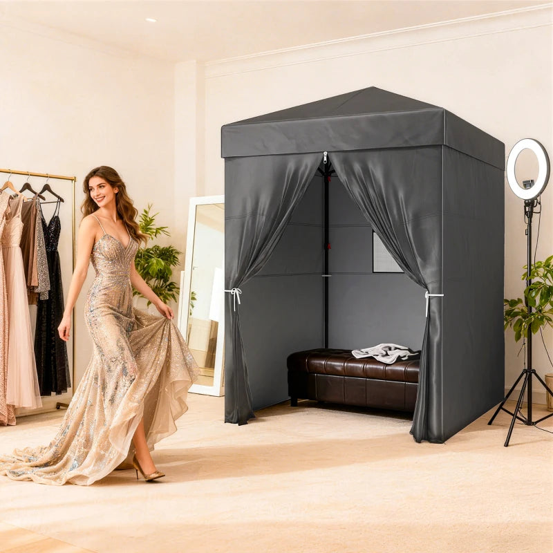 5 x 5 ft Compact Pop Up Canopy Tent, UPF 50+ Changing Room, Portable Instant Privacy Canopy with Mesh Window, Dark Grey
