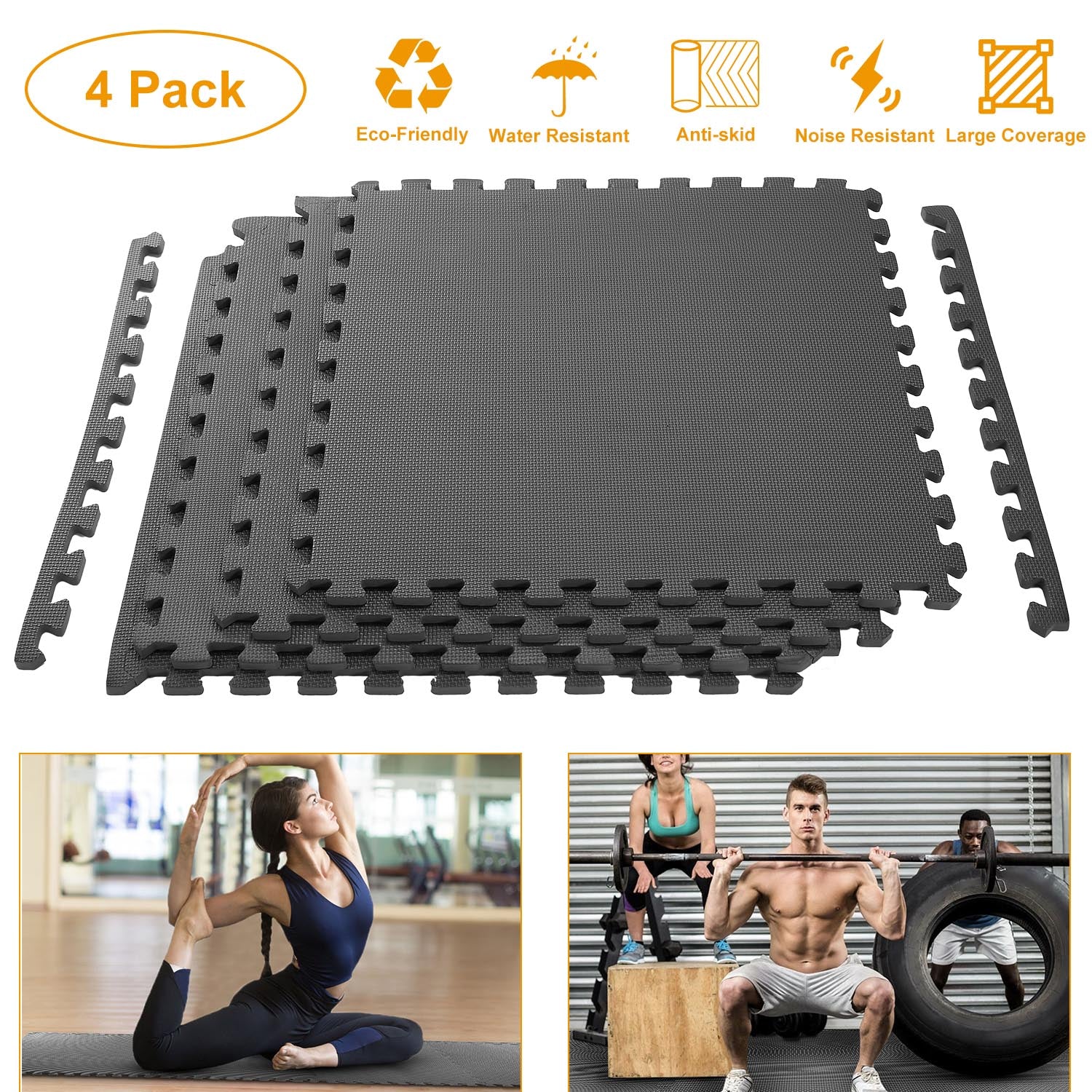 Puzzle Exercise Mat Foam Gym EVA Mat Interlocking Tiles Protective Flooring for Gym Equipment and Cushion for Workouts