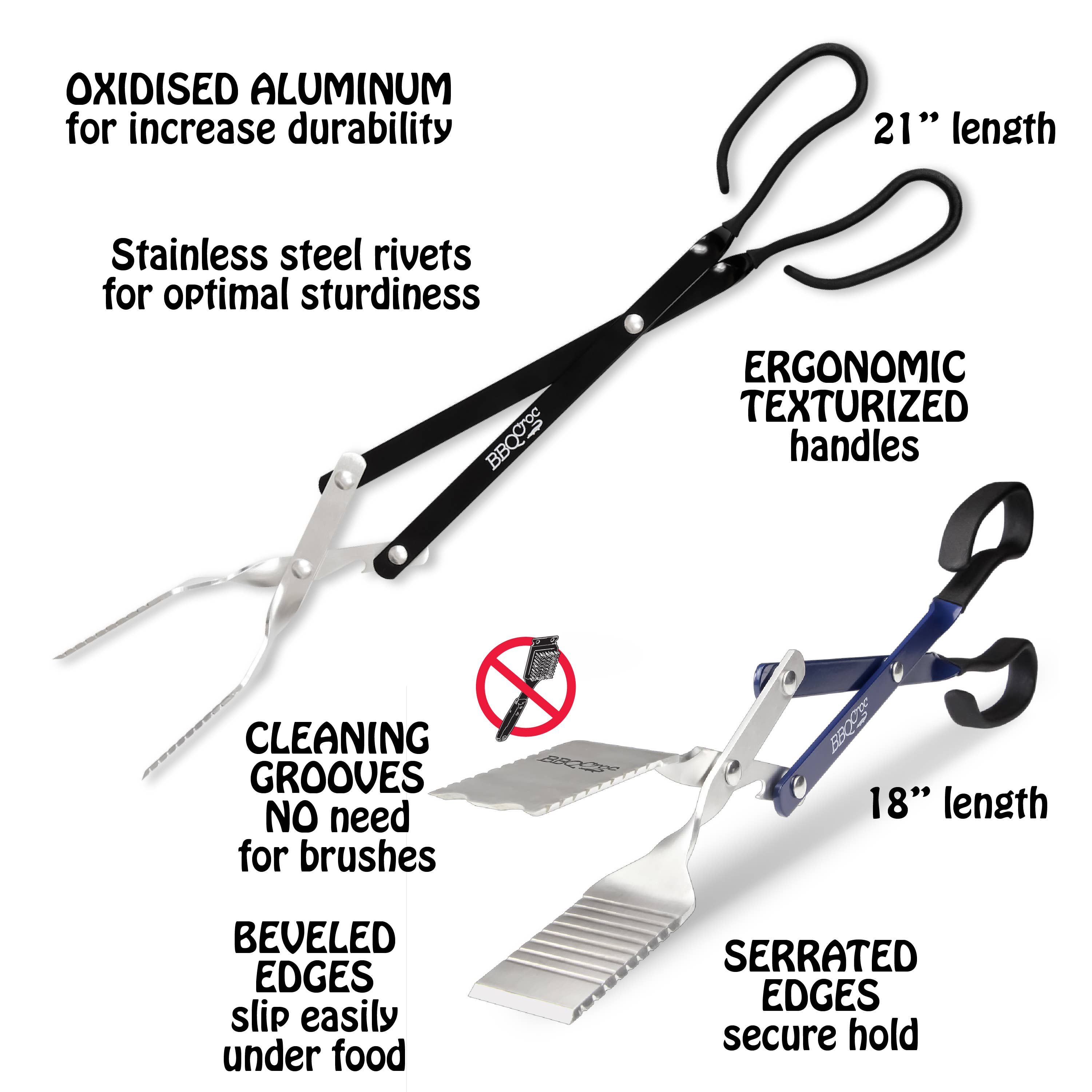 BBQ Croc 18" & 21" 3-in-1 Barbecue Tool