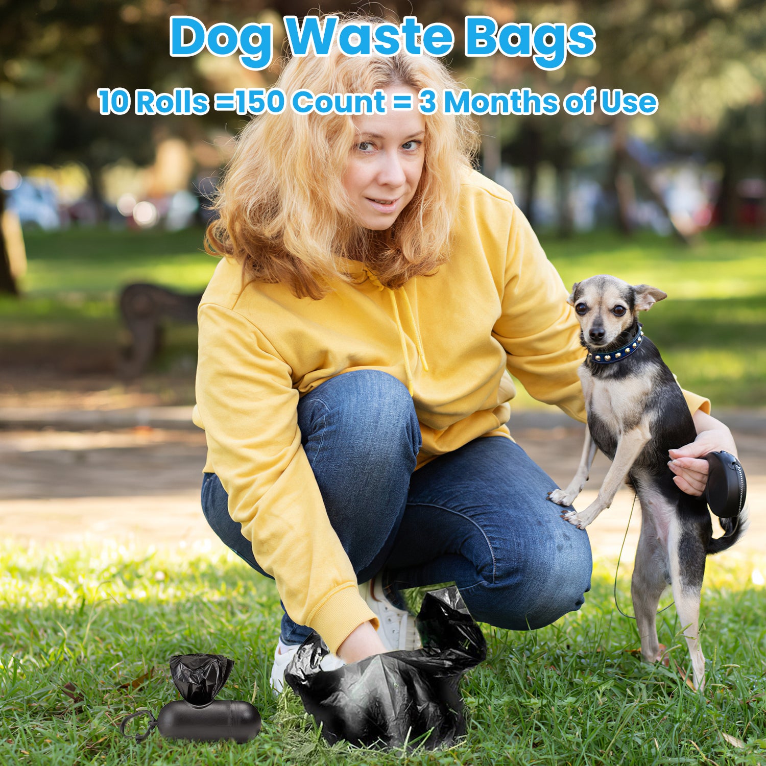 10 Rolls 150 Count Dog Waste Bags Disposable Dog Poop Bags with Dispenser Leakproof Ecofriendly Unscented