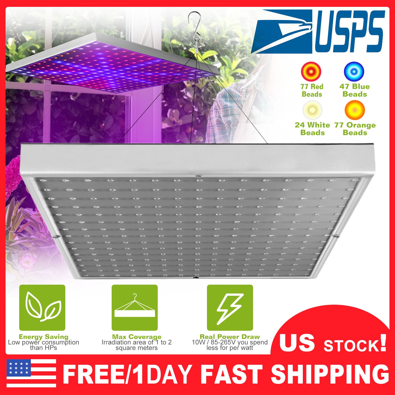 LED Grow Light Full Spectrum Hanging 225 LEDs Plant Grow Lamp Indoor Grow Light for Greenhouse Succulents Seedlings Plants Veg and Flower?15W LEDs?