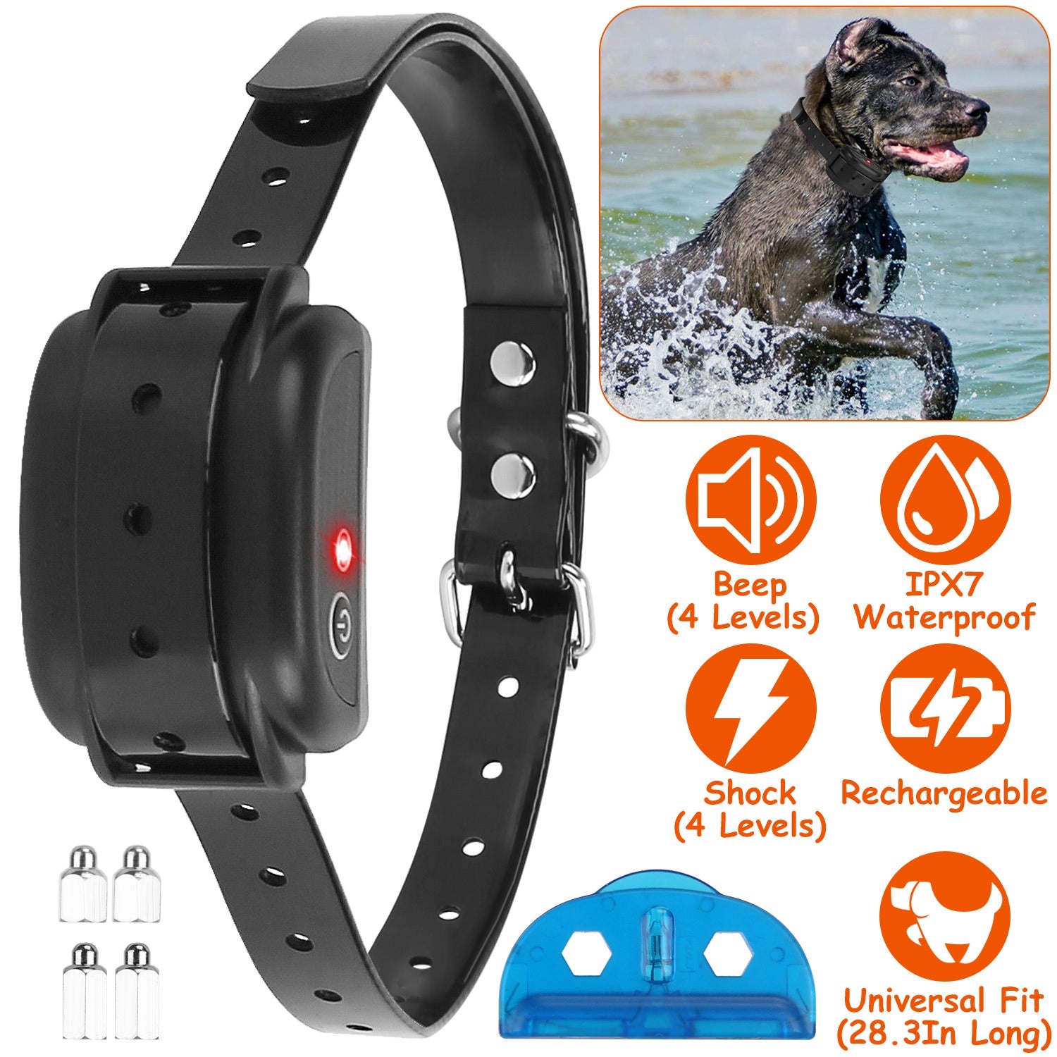 IPX7 Waterproof Electric Dog Training Collar Rechargeable Receiver Beep Shock for Small Medium Large Dogs