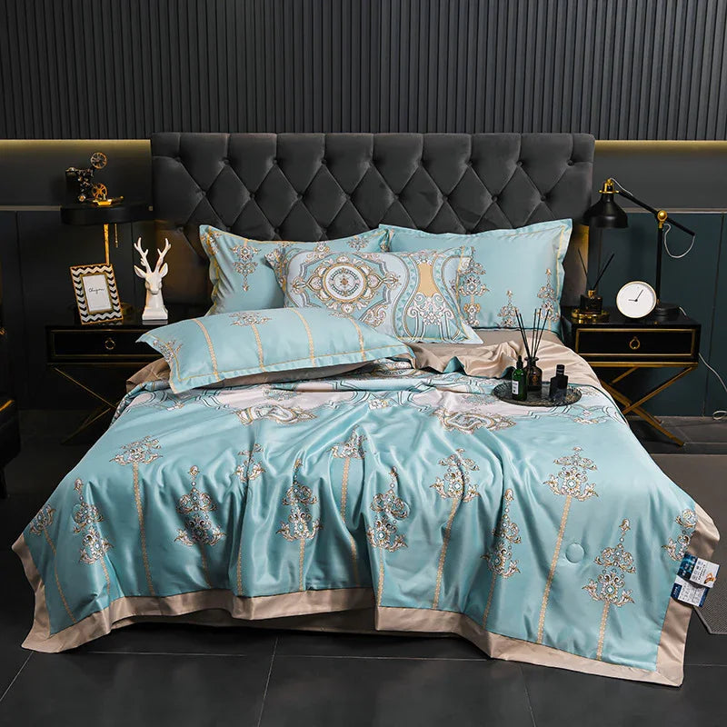 Printed Washed Tencel Summer Cooling Duvet Four-piece Set