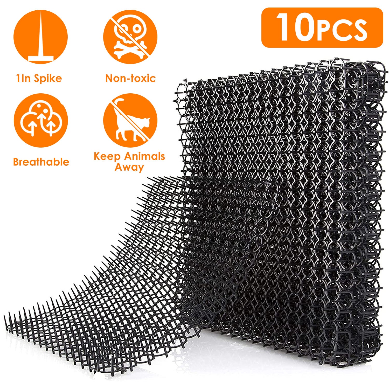 10Pcs Cat Spike Mat with Spikes 15.8x11.8in Cat Repellent Mats Spike Deterrent Stopper Mat for Pet Cats Dogs 13x1ft Area