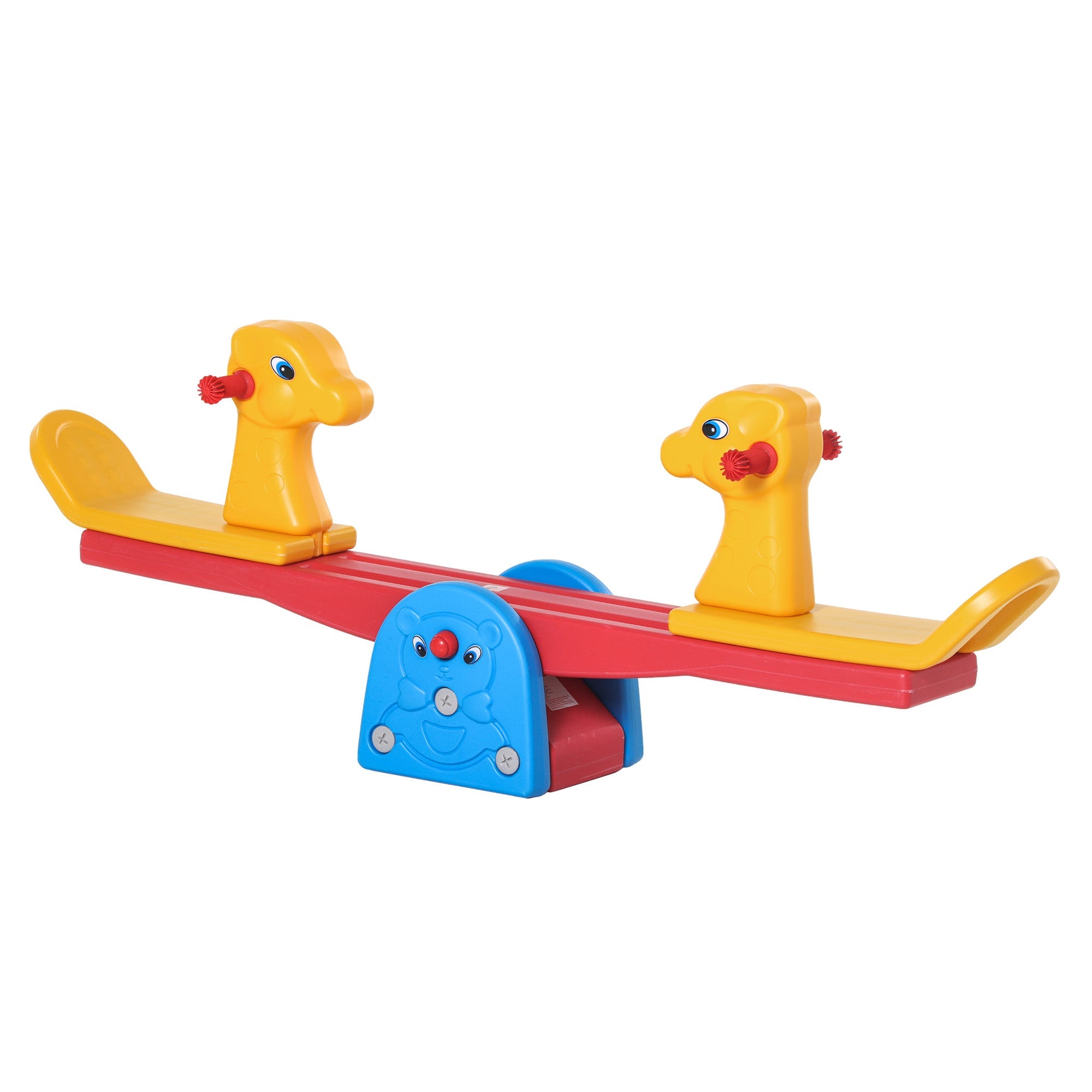 Qaba Kids 2-seat Seesaw Safe Teeter Totter with Handles for Indoor Outdoor Playroom Backyard 1-4 Years Old