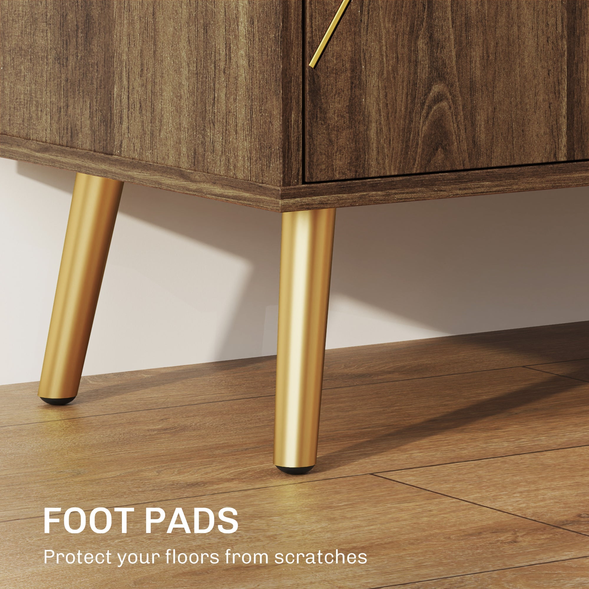 HOMCOM Sideboard Storage Cabinet with Luxurious Steel Lines, Brown