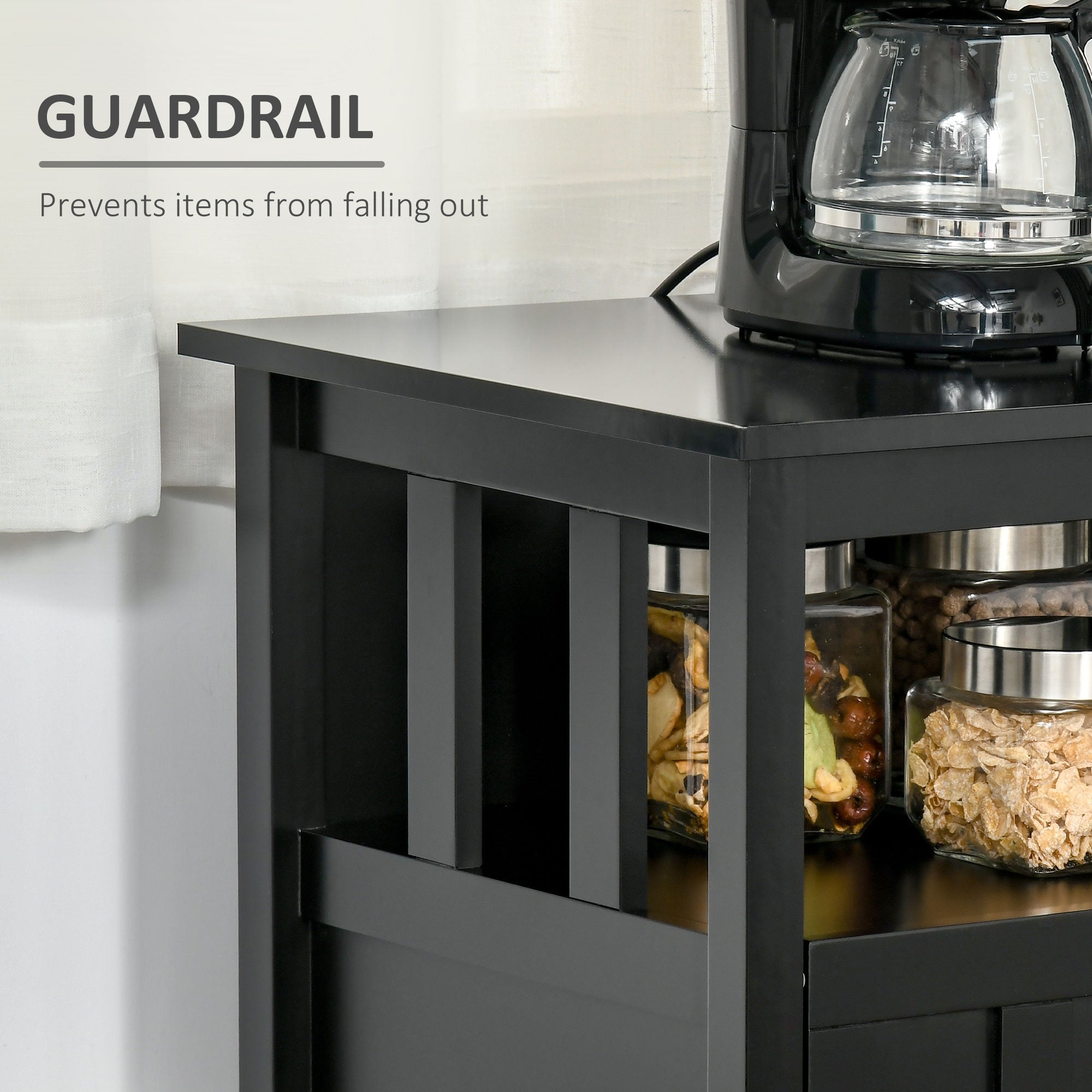 HOMCOM Black Storage Buffet Server: Sideboard Bar Cabinet Cupboard Console Table with 2 Doors and Adjustable Shelves