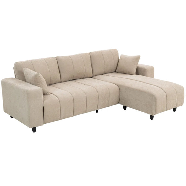 L-Shaped 4-Seater Sectional Sofa with Reversible Chaise, Spring Cushions & 2 Pillows
