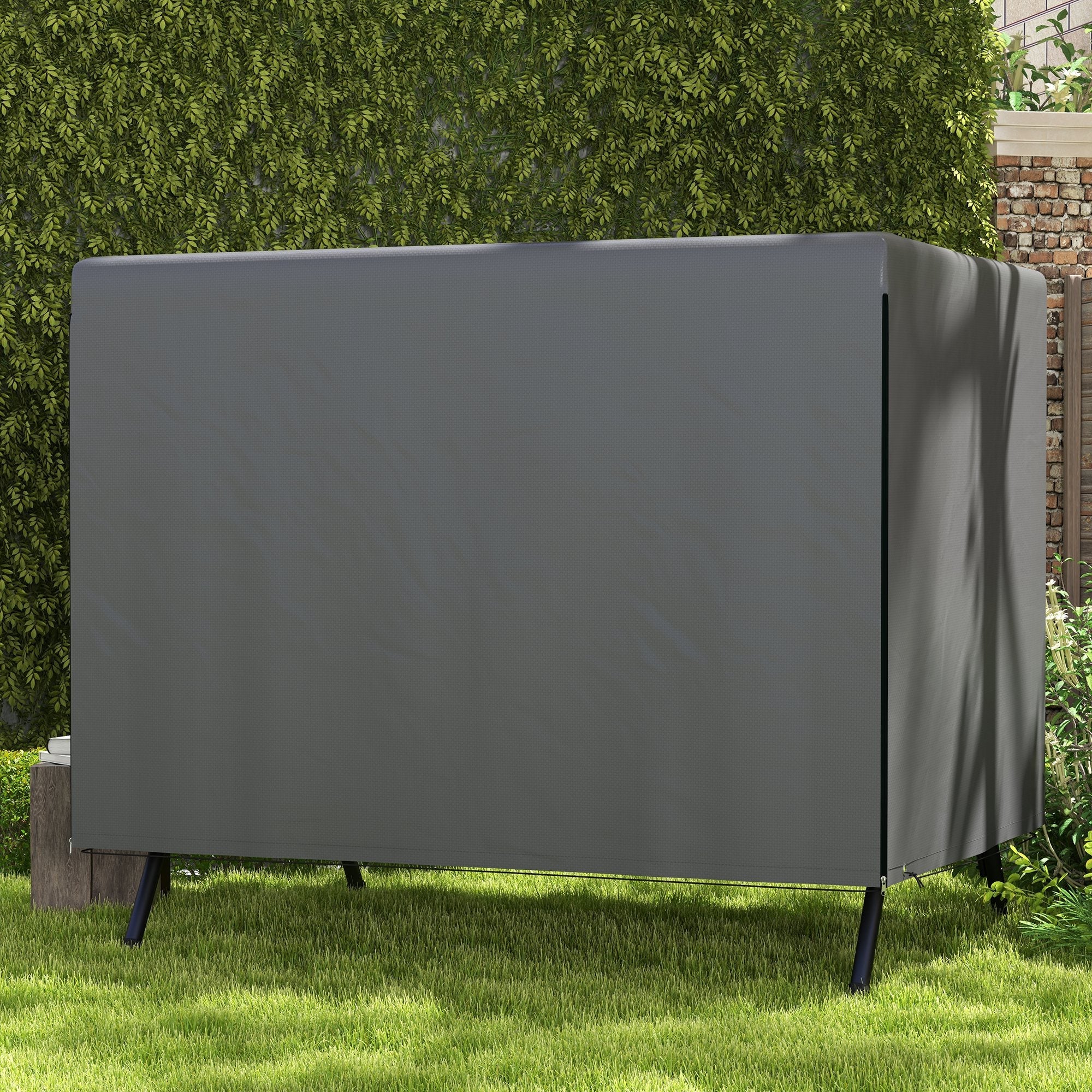 Outsunny 3-Seater Patio Swing Cover, Outdoor Garden Furniture Protection Hammock Glider Cover, Waterproof Dustproof Windproof, 85" x 61" x 59", Dark Grey