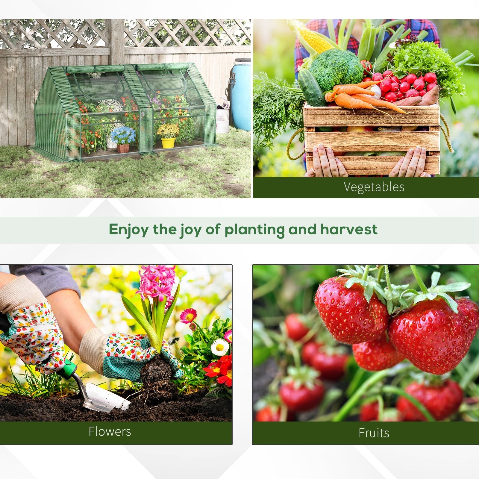 Outsunny 6' x 3' x 3' Portable Mini Greenhouse, Garden Green House Kit with 2 PE/Plastic Covers, Steel Frame and 2 Roll Up Zipper Windows, Dark Green