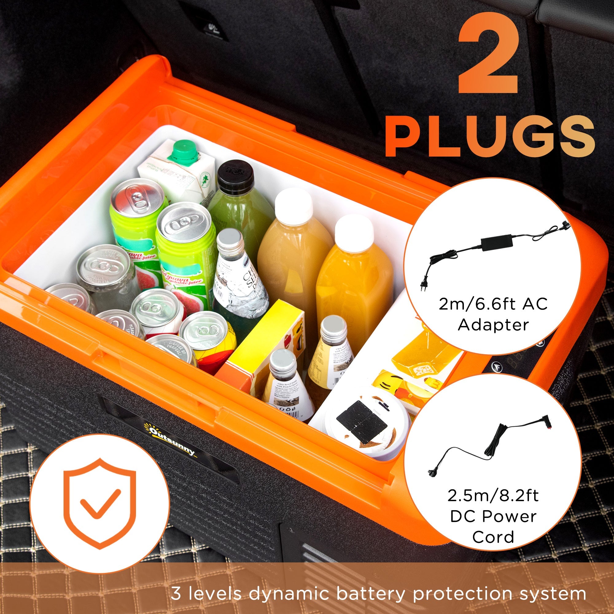 Outsunny Portable Chill: 32 Quart Compact Car Refrigerator Electric Cooler Box for Camping Picnic, 12/24V DC and 100-240V AC