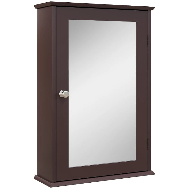Bathroom Mirror Cabinet, Wall Mounted Medicine Cabinet with Door and Shelves, Dark Brown