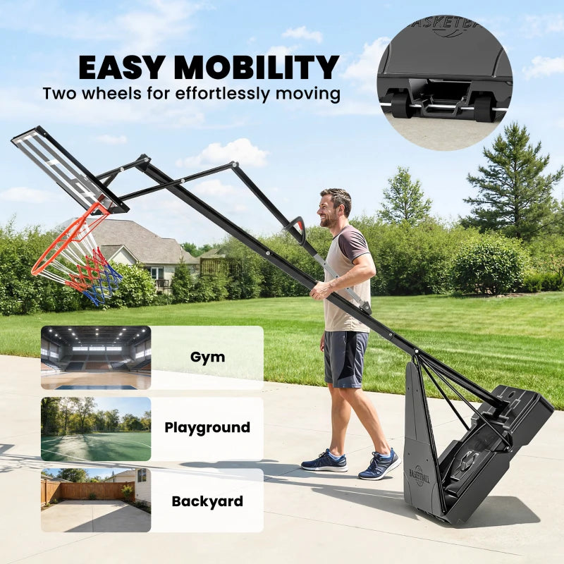 Soozier Portable Basketball Hoop Height Adjustable 8-10 Ft with 47" Shatterproof Backboard, Shock Absorbent Rim, Fillable Base