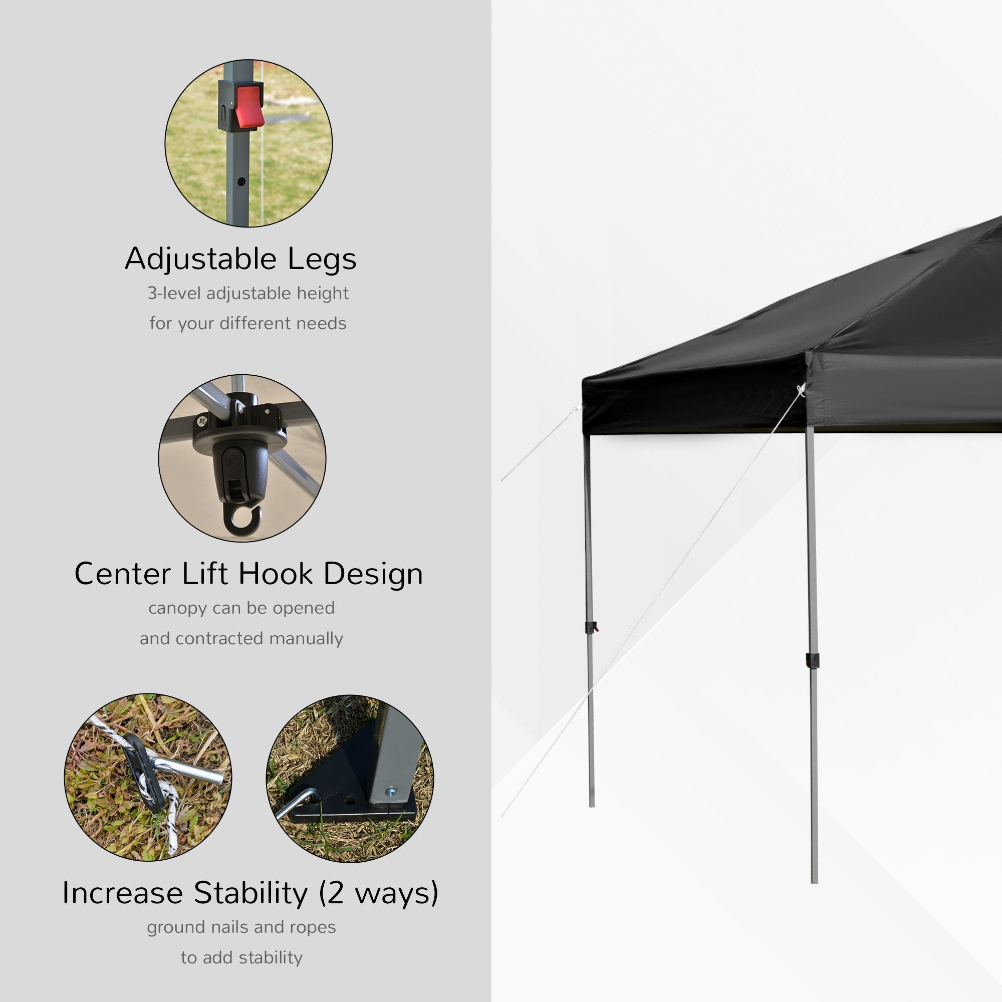Outsunny 10' x 10' Pop Up Canopy Tent with Airy Top Vents and Wheeled Carry Bag for Outdoor, Garden, Patio, Black