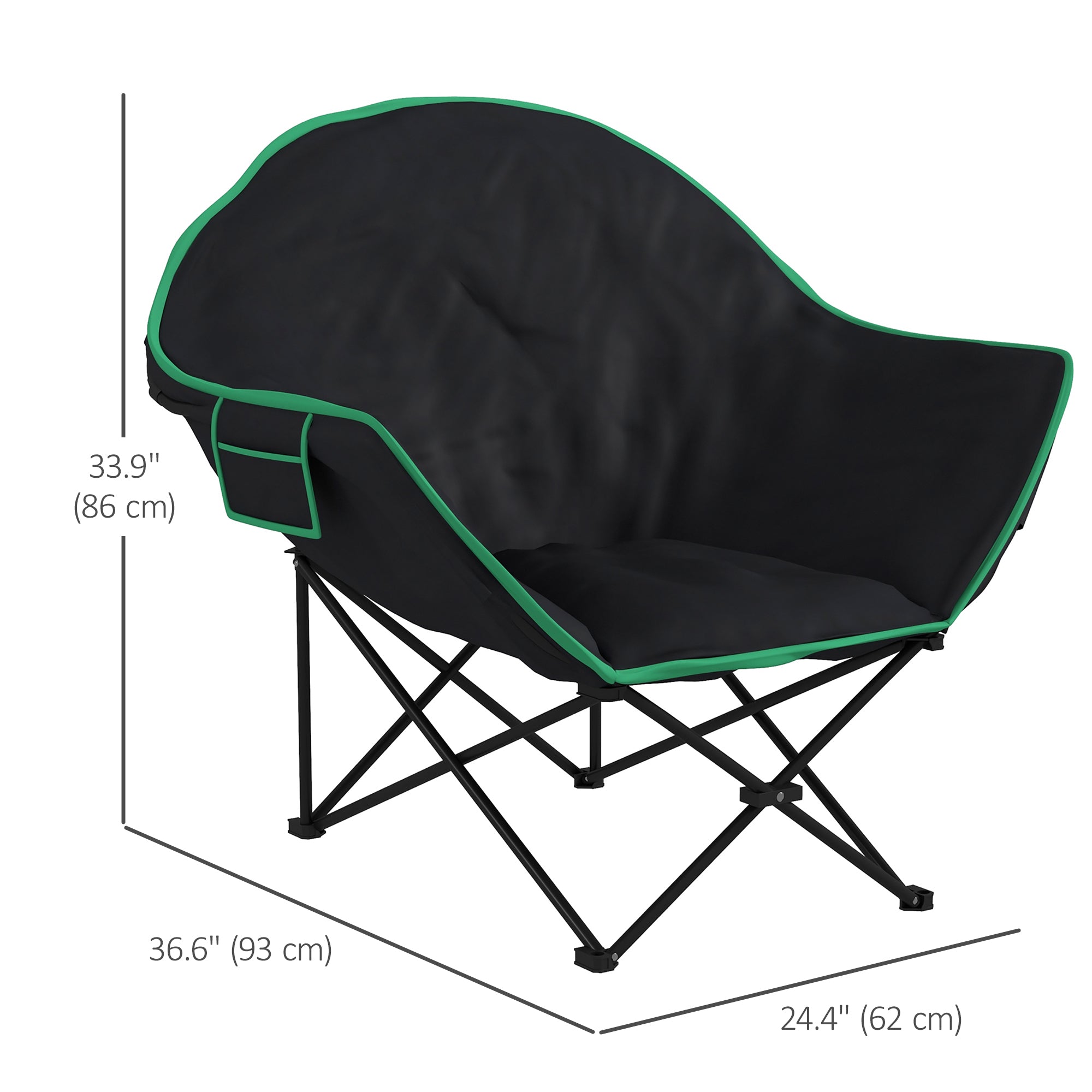 Outsunny Portable Fishing Chair: Foldable, with Carry Bag & Adjustable Footrest, Ideal for Outdoor, Beach, Picnic, Hiking, Black