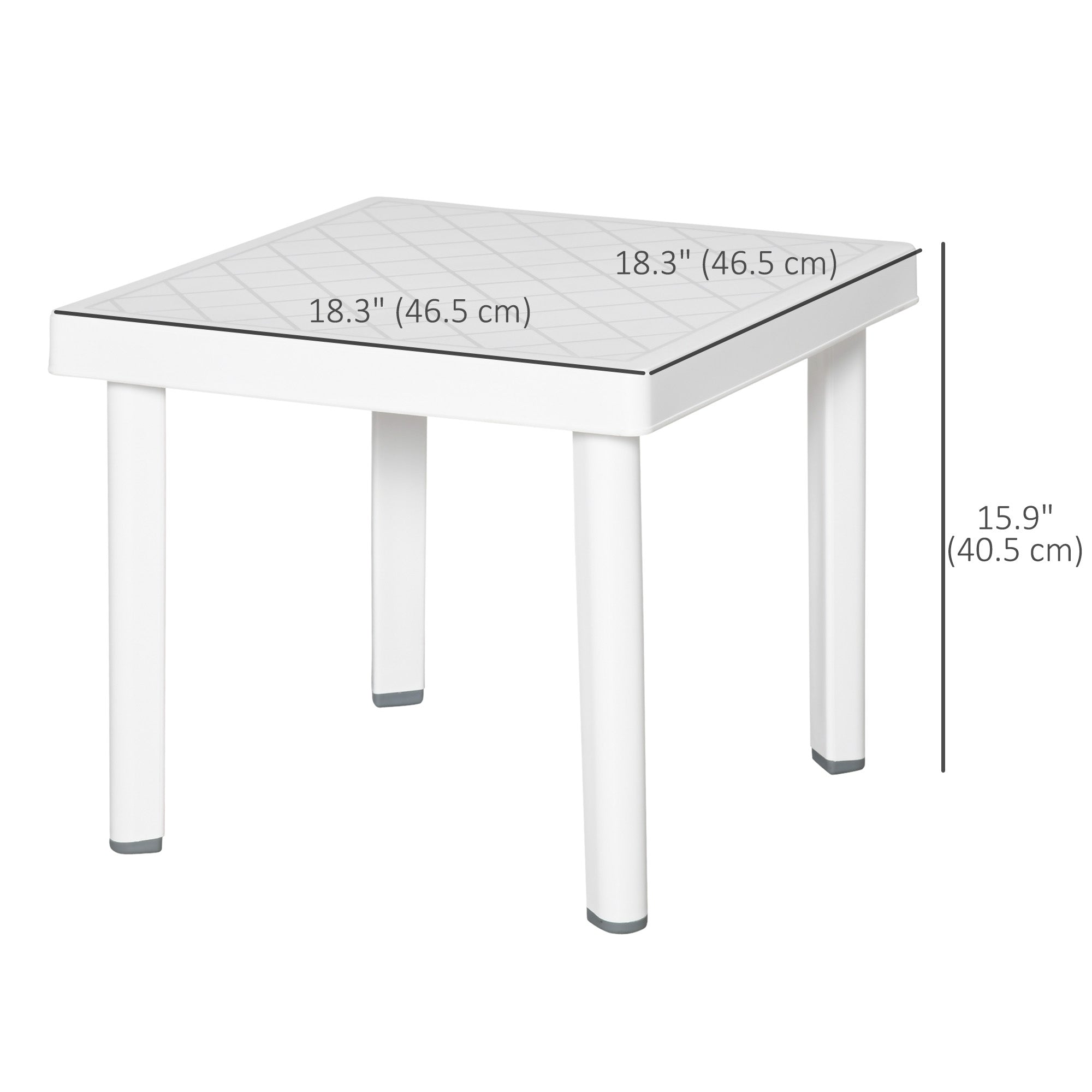 Outsunny Garden Side Table, Plastic Outdoor Square Coffee Table for Drink, Snack, White