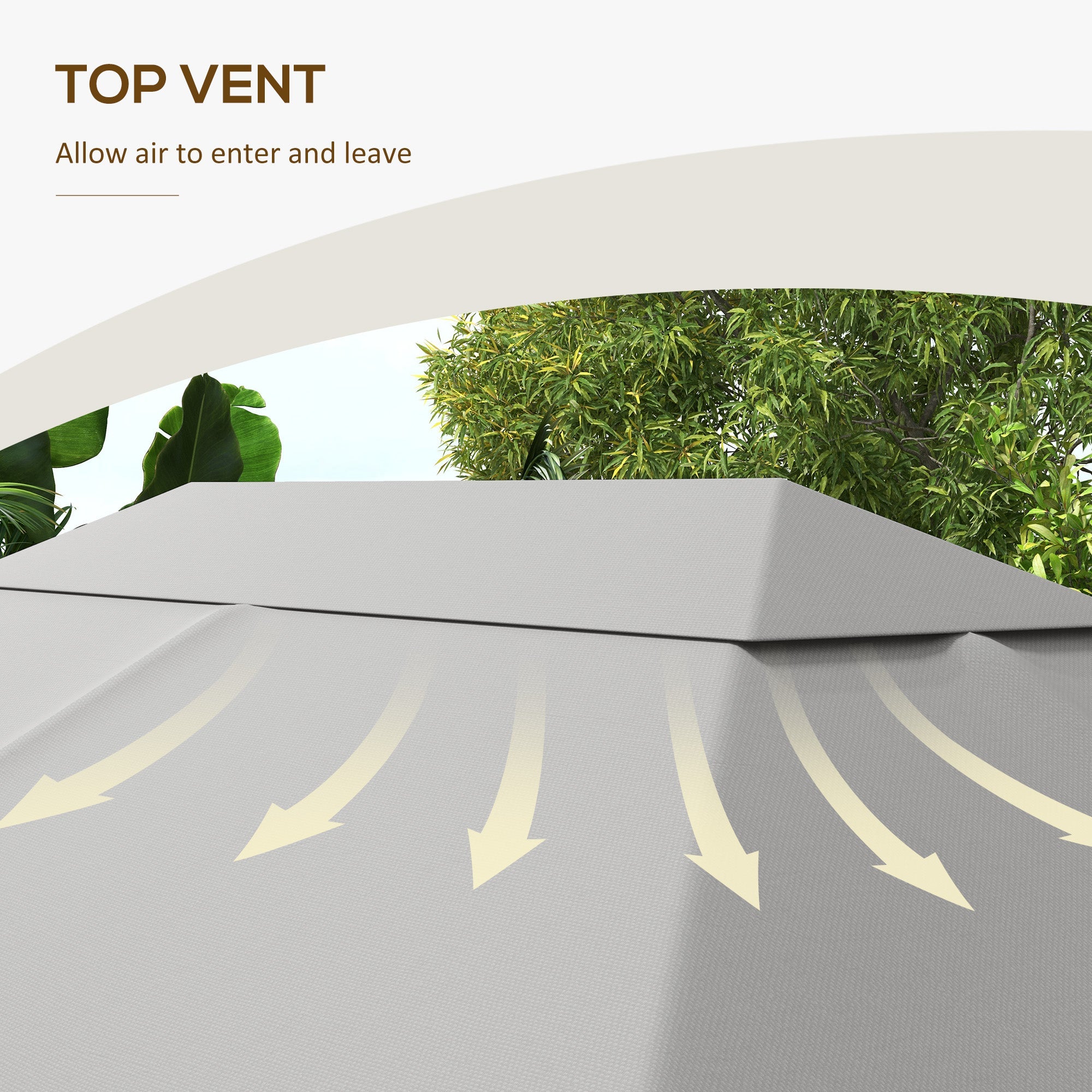 Outsunny 10x13ft Gazebo Roof Replacement Cover Top Cover Only for Outdoor Shelter Light Grey