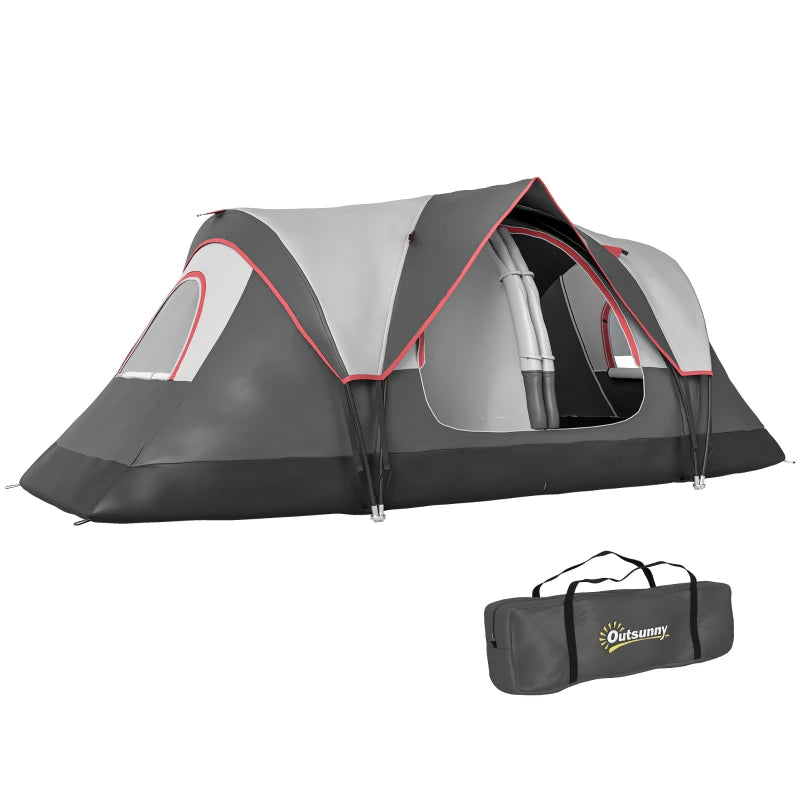 Camping Tent for 6-8 Man with 2000mm Waterproof Rainfly and Carry Bag for Fishing Hiking Festival, Dark Grey