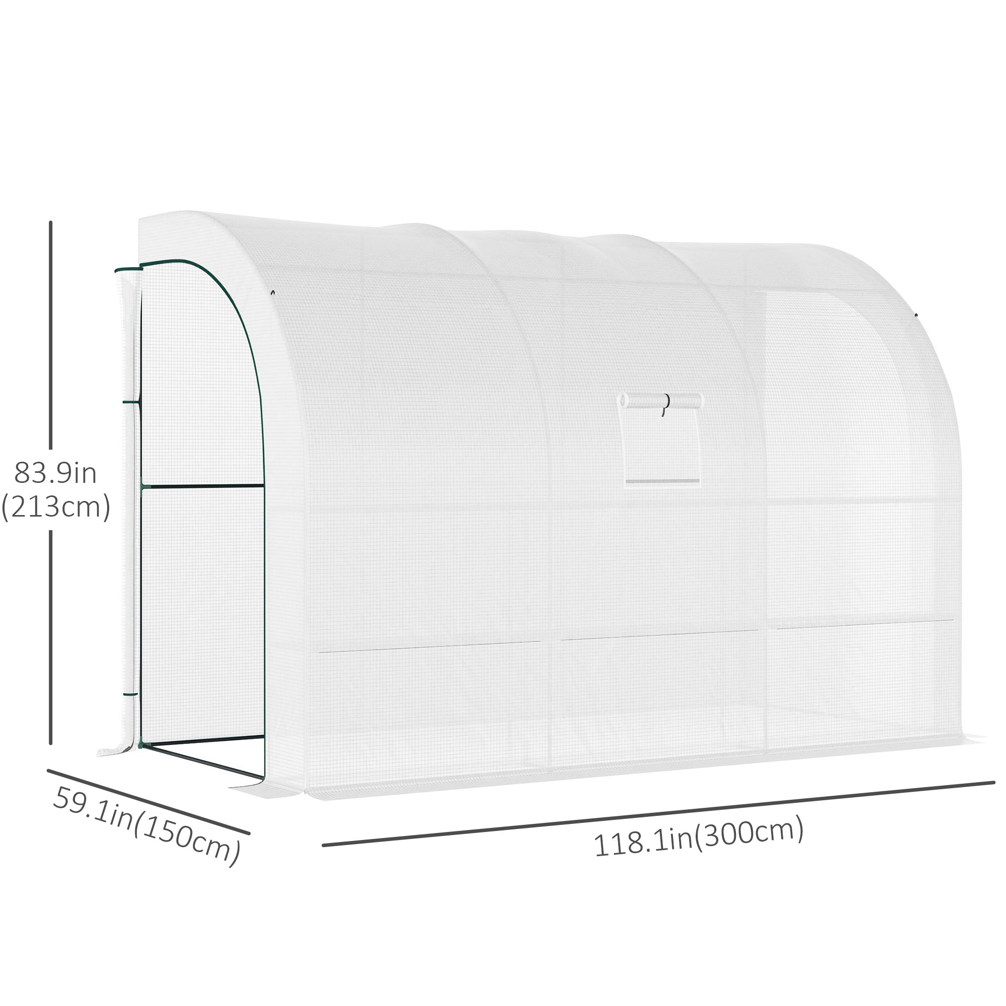 Outsunny 10'x5'x7' Walk-In Lean-To Greenhouse Outdoor Garden with Windows Doors 3-Tier 6 Shelves White