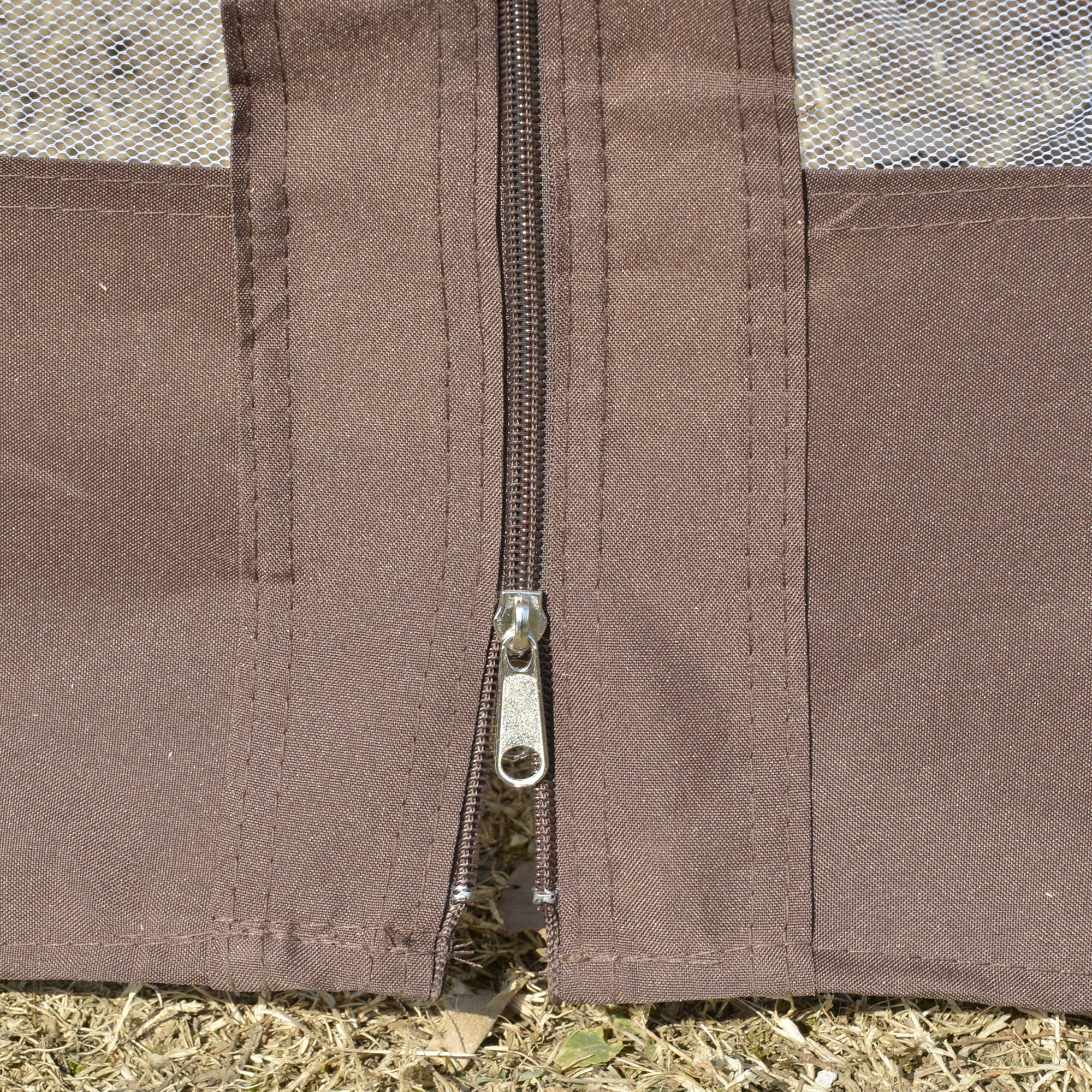 Outsunny 12x12 Outdoor Dome Gazebo Canopy Patio Shelter with Netting Sidewalls, Curtains & Double Vented Roof in Brown