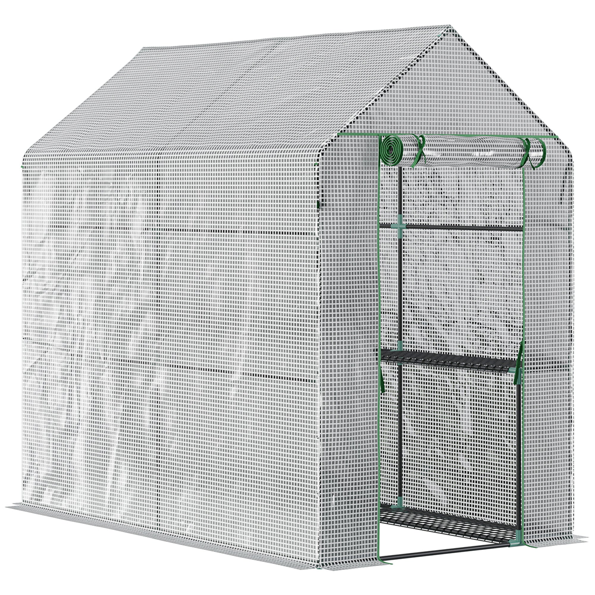 Outsunny Walk-in Grow Sanctuary: 73"x47"x75" Outdoor Portable Bloom Flower Warm Abode Tunnel Shed White