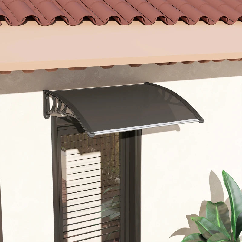 Window Awning Door Canopy, 29.9" x 39.4" Polycarbonate Cover, Front Door Patio Canopy with Solid Panel, Transparent