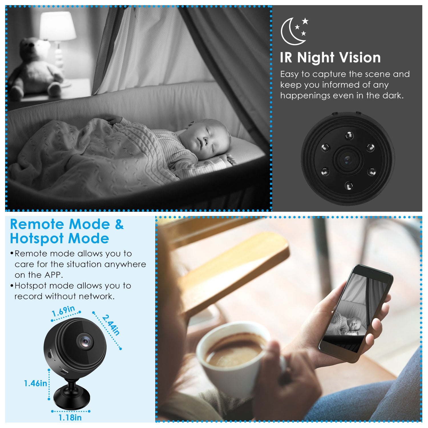 Mini Camera Wireless Wifi IP Home Security Cam 1080P Full HD Surveillance Camera Nanny Cam w/ 32G MMC Card