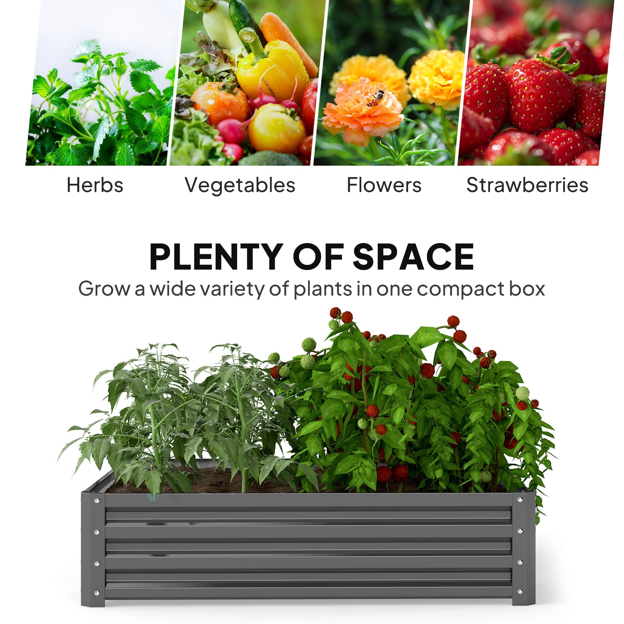 Outsunny 4'x4' Galvanized Steel Raised Bed: For Outdoor Veggies, Flowers & Herbs in Light Grey