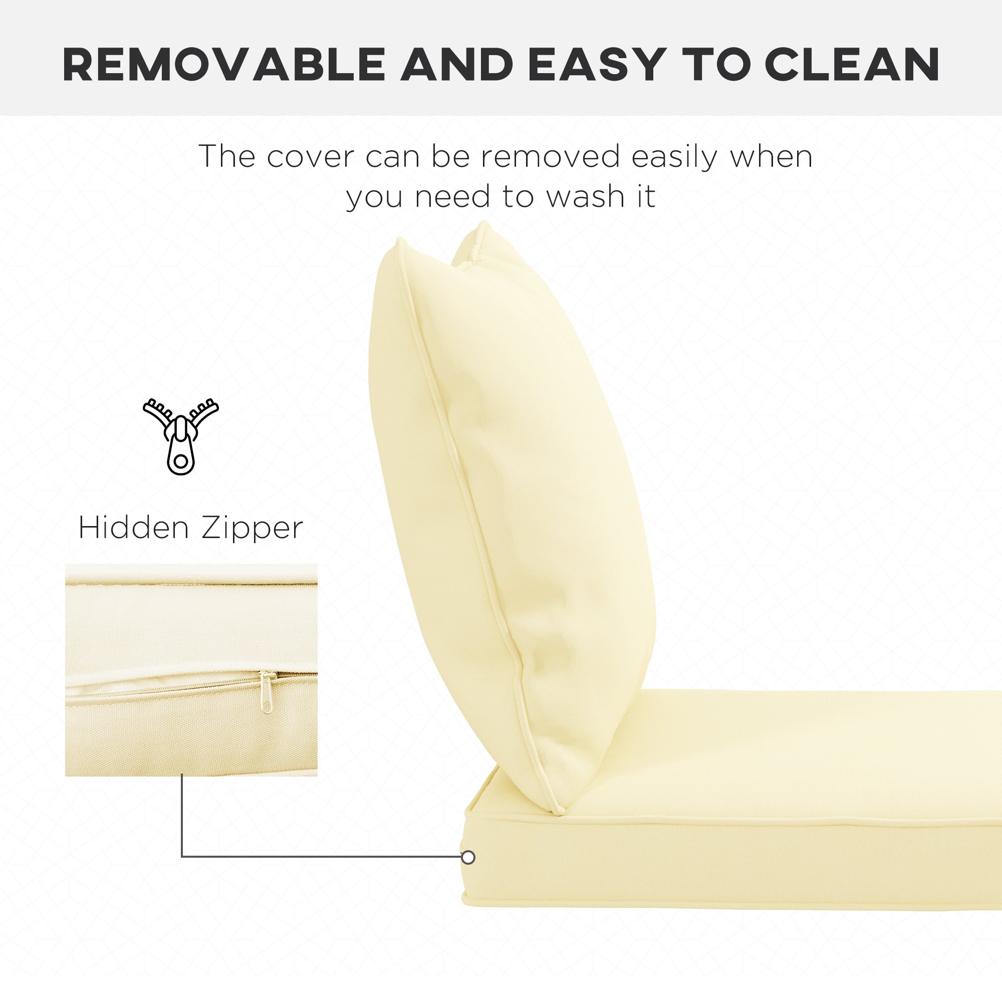 Outsunny Replacement Cushions 4-Piece Set for Patio Chairs Indoor Outdoor Seat and Back Pillows Cream White