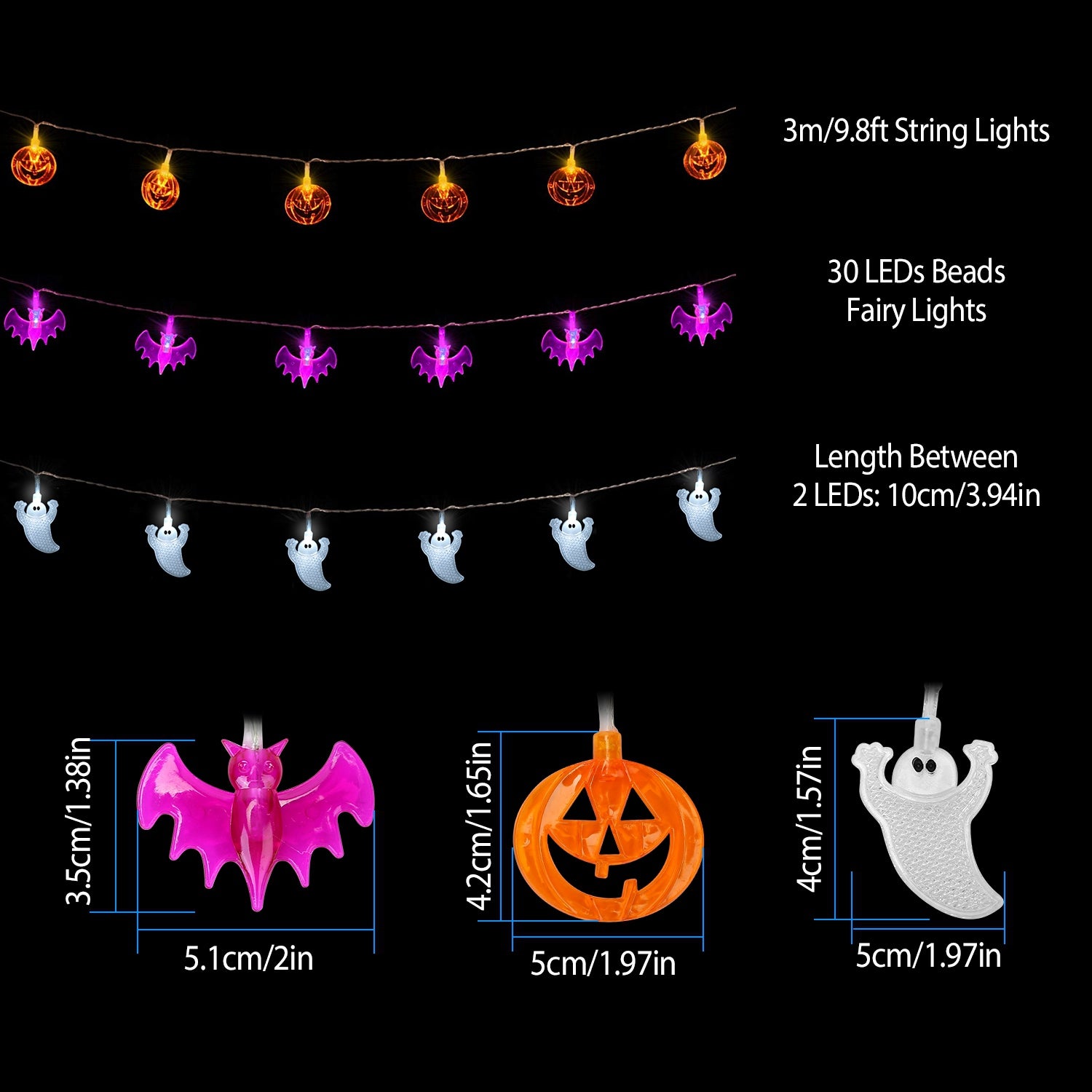 Halloween Pumpkin String Lights 30 LEDs 9.8ft Halloween String Lights Decorative Fairy Lights For Party Bedroom Home Festival Decoration