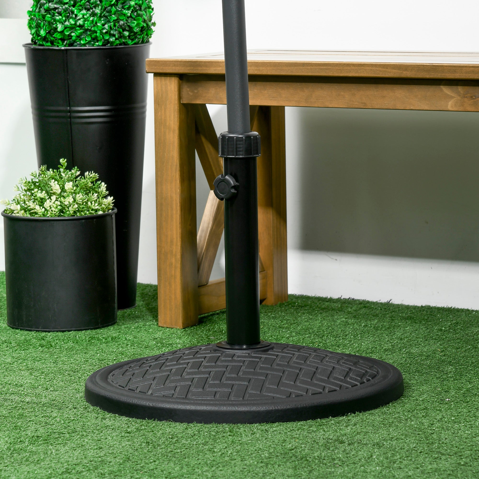 Outsunny 31lb Concrete Patio Umbrella Base: Outdoor Round Weight Stand for Lawn, Deck & Garden, Black