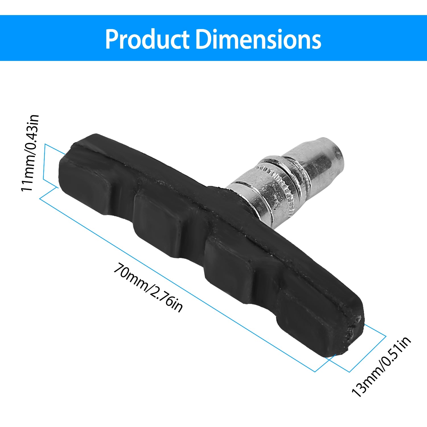 5 Pairs V Bike Brake Pads Road Mountain Bicycle V-Brake Blocks Set 70mm Non-Slip V Bicycle Stop Caliper W/ Hex Nuts and Spacers