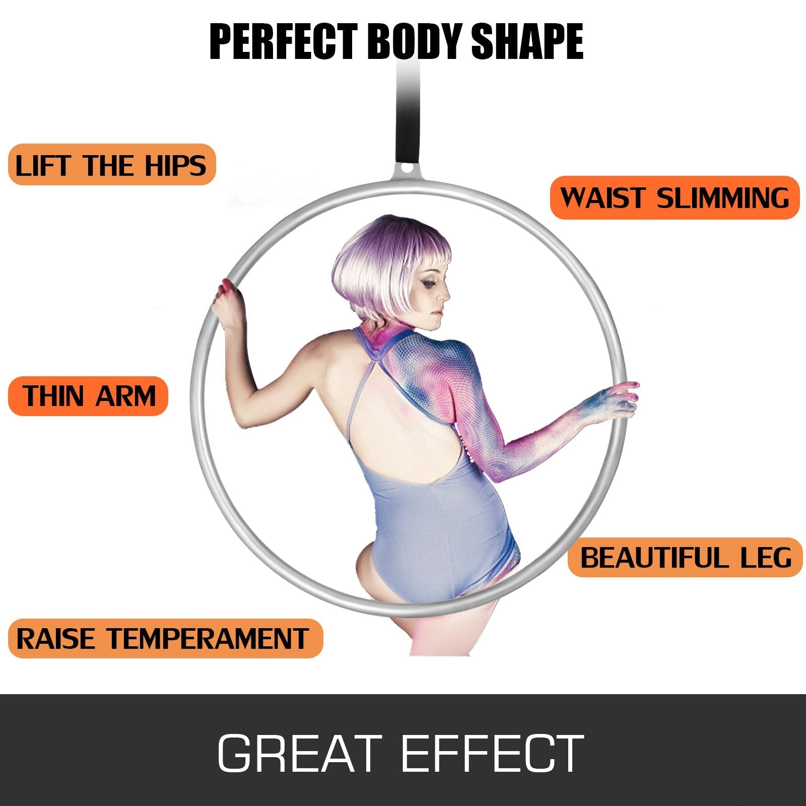 VEVOR womens Single Point Aerial Equipment Yoga Hoop for Aerial Dancing Yoga training, Sliver, 2.8ft 85cm Dia US