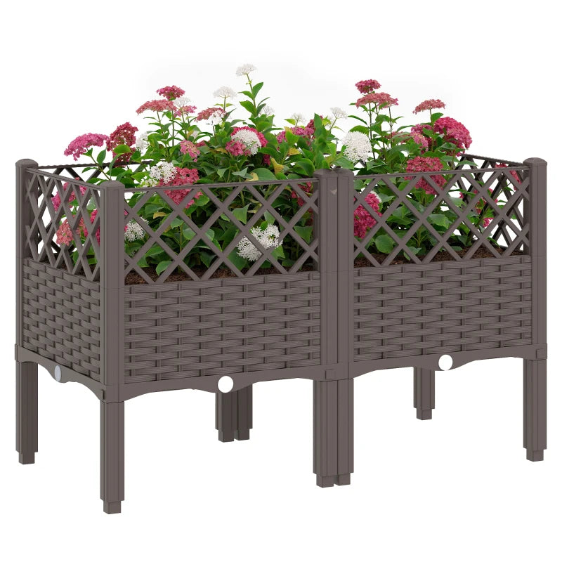 Raised Garden Bed with Legs, Self Watering Elevated Planter Boxes with Drainage Holes, 31.5" x 15.7" x 20.3"