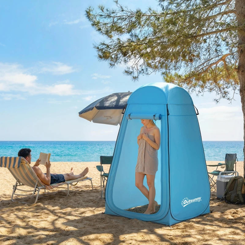 Pop Up Shower Tent, Portable Privacy Room for Outdoor Changing, Dressing, Fishing Storage with Carrying Bag, Blue