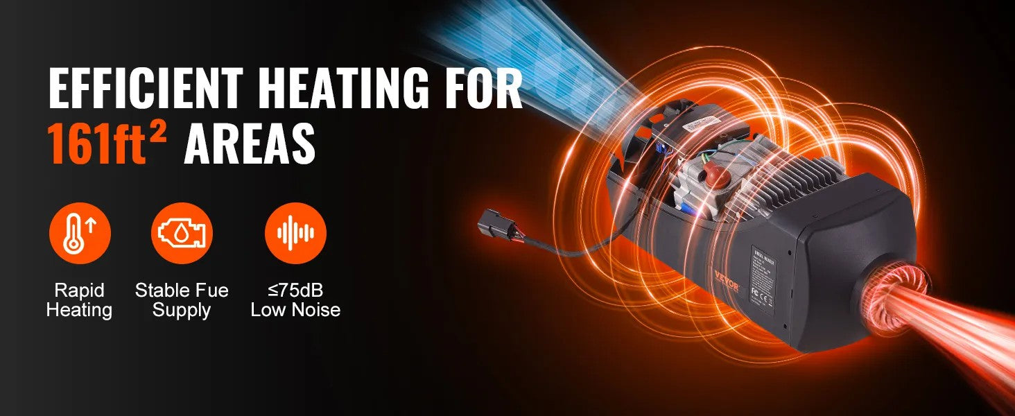 Diesel Air Heater, 12V 5KW Diesel Heater with Remote Control and LCD Display, 10L Fuel Tank Diesel Parking Heater, Rapid Heating for RV Trailer Camper Van Boat And Indoors