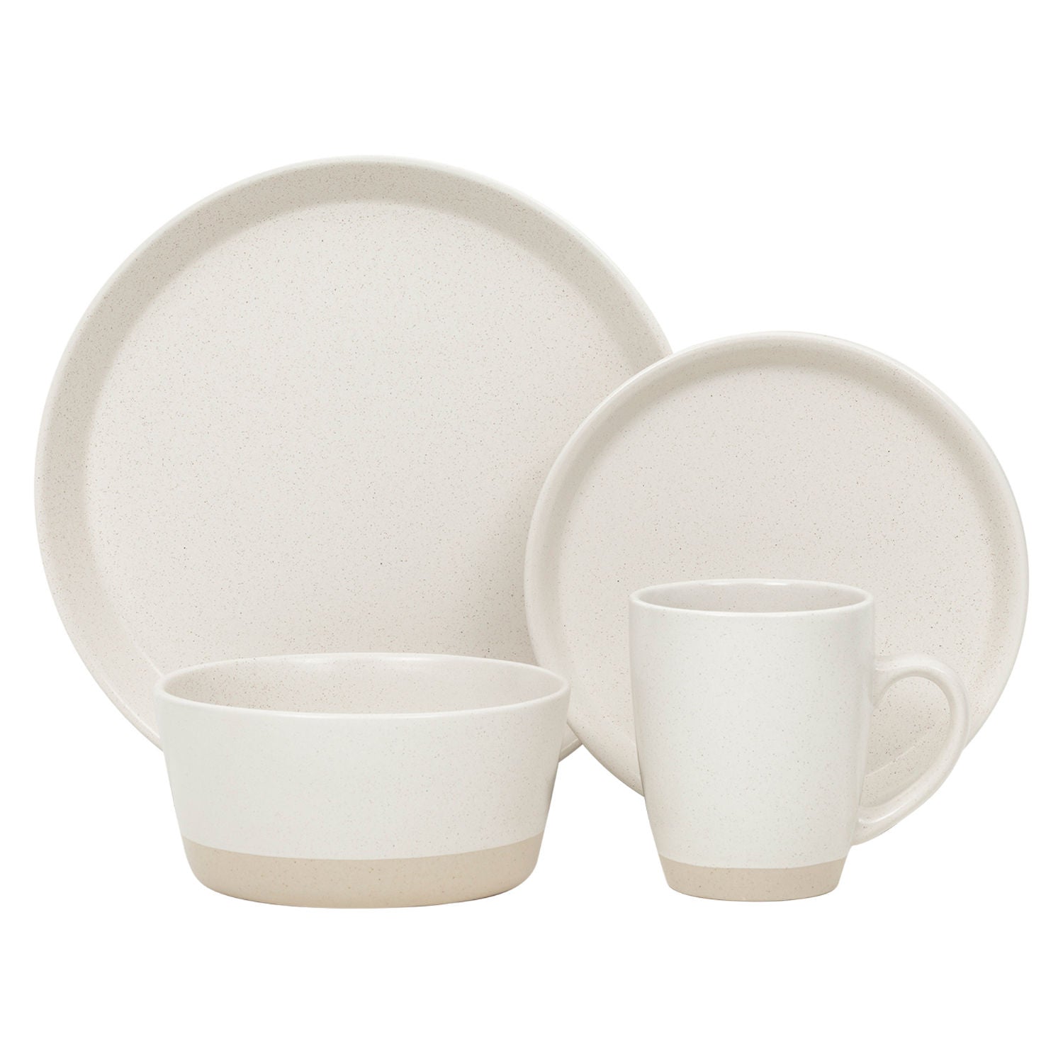 Dinnerware Set 16 Piece 2 Tone Cream, Service for 4