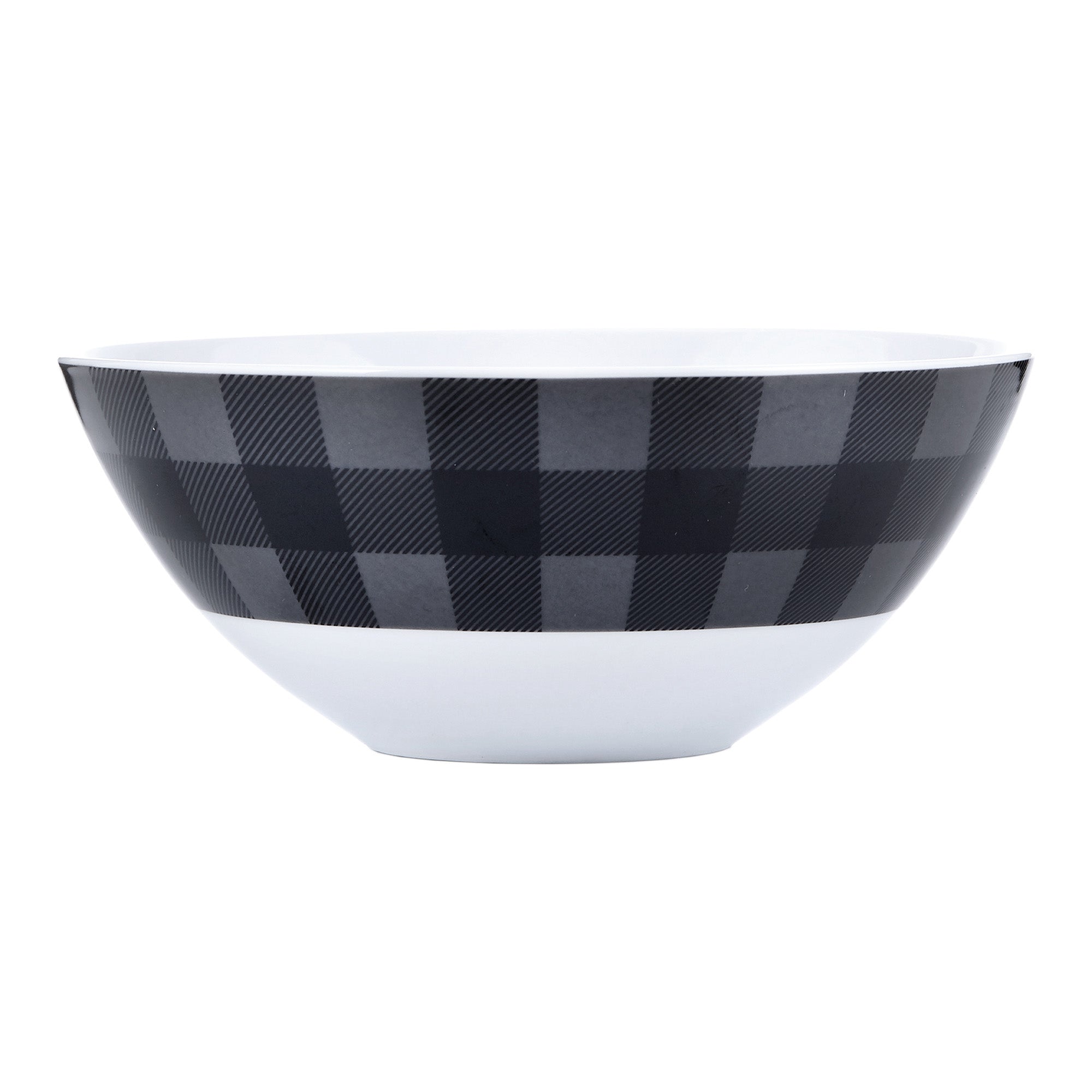 Dinnerware Set 16 Piece Buffalo Plaid Grey/Black, Service for 4