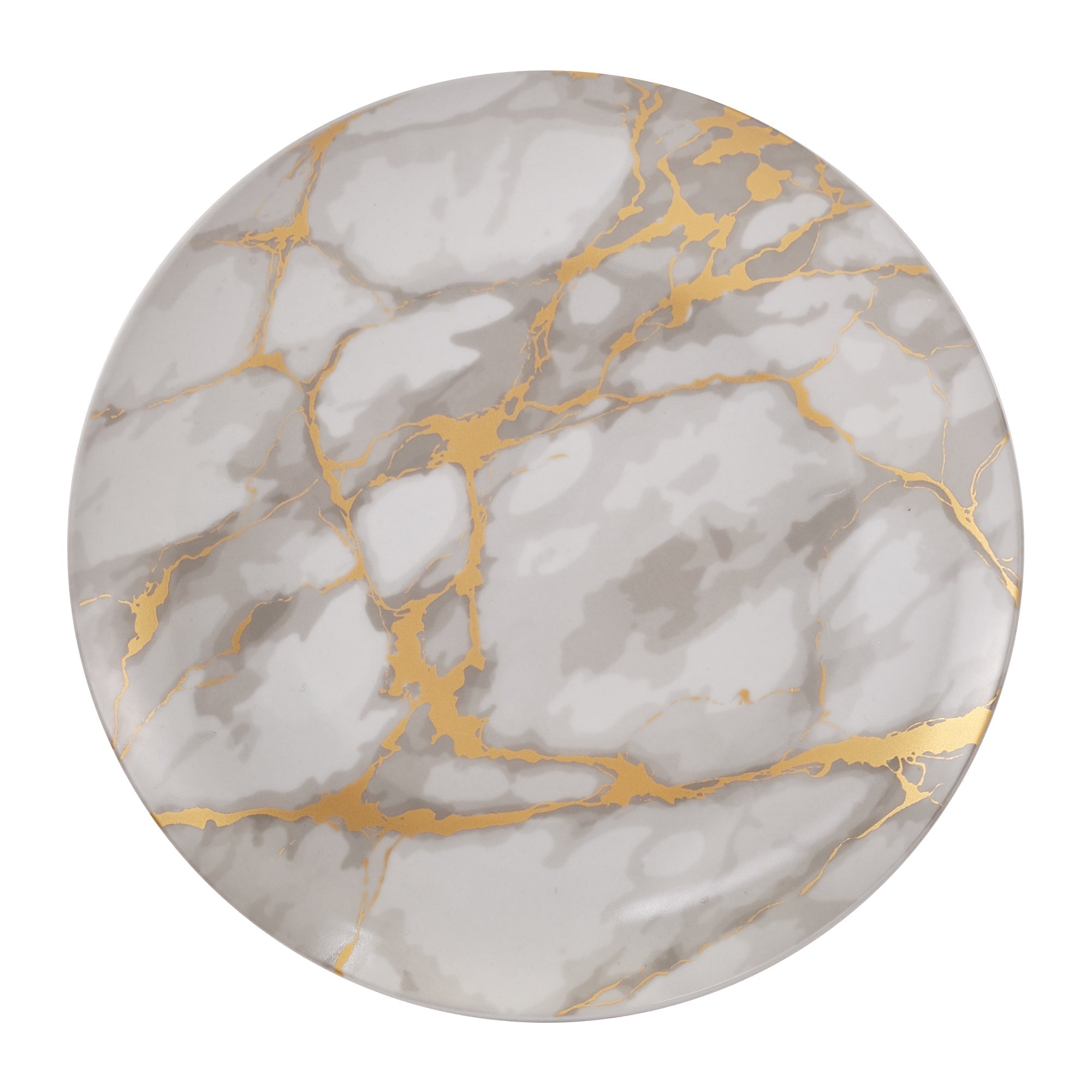 Dinnerware Set 16 Piece Coupe Porcelain Gold Marble Look, Service for 4