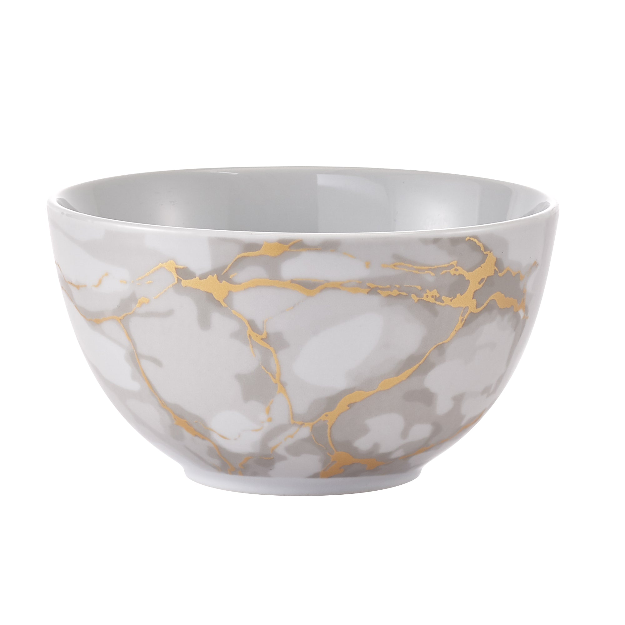 Dinnerware Set 16 Piece Coupe Porcelain Gold Marble Look, Service for 4