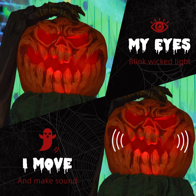 HOMCOM 6.4' Life-Size Winged Grim Reaper – Animated Halloween Decoration, Light-Up Eyes